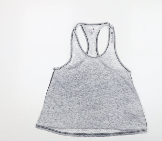 Reebok Womens Grey Polyester Basic Tank Size S Round Neck Pullover