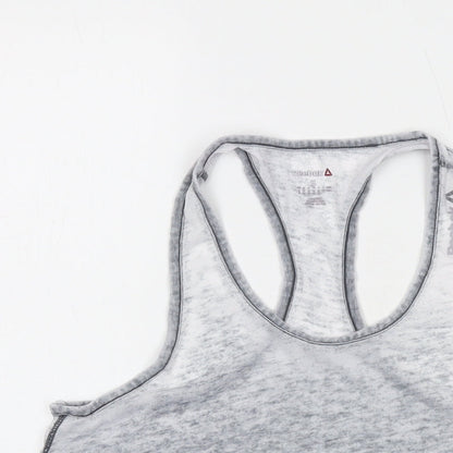 Reebok Womens Grey Polyester Basic Tank Size S Round Neck Pullover