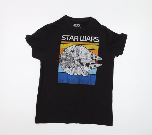 Star Wars Mens Black Cotton T-Shirt Size S Crew Neck