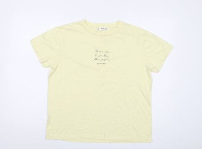 Womens UK Size M Mango Yellow Basic T-Shirt