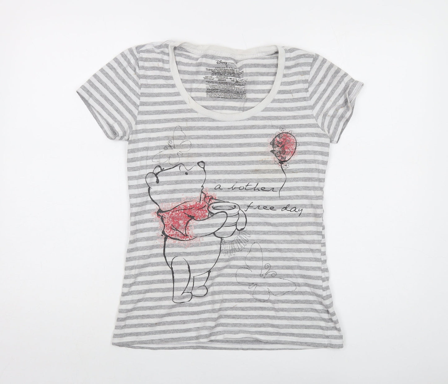 Womens UK Size S Disney Grey Basic T-Shirt