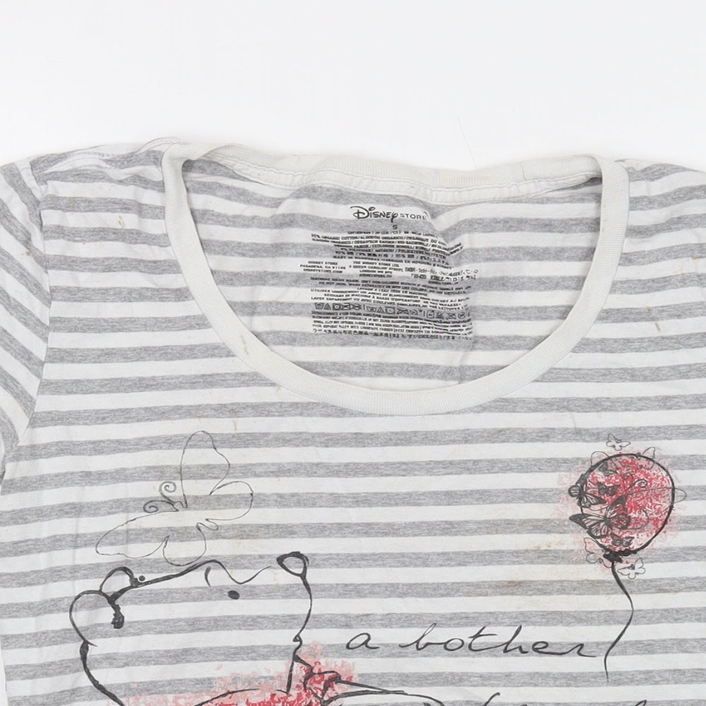 Womens UK Size S Disney Grey Basic T-Shirt