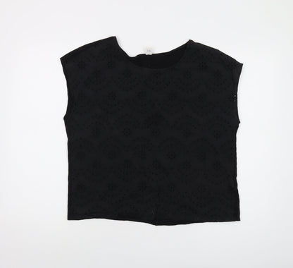 Womens UK Size L Old Navy Black Basic T-Shirt