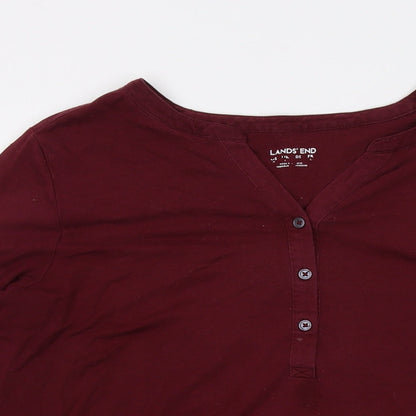 Lands' End Mens Purple Polyester T-Shirt Size L V-Neck