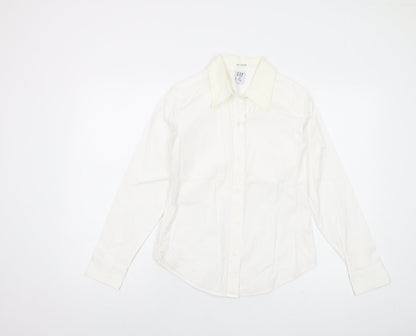 Gap Womens Ivory Cotton Basic Button-Up Size S Collared