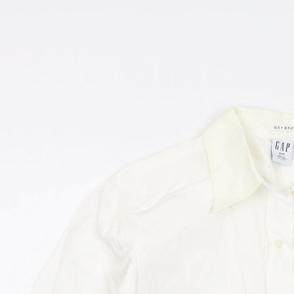 Gap Womens Ivory Cotton Basic Button-Up Size S Collared