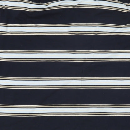 REDGREEN Mens Blue Striped 100% Cotton Polo Size M Collared Button