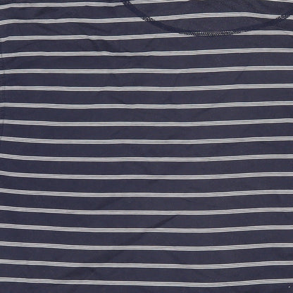 Cutter & Buck Mens Blue Striped 100% Cotton Polo Size M Collared Button
