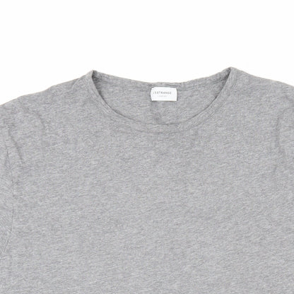 l'strange Womens Grey Cotton Basic T-Shirt Size L Round Neck