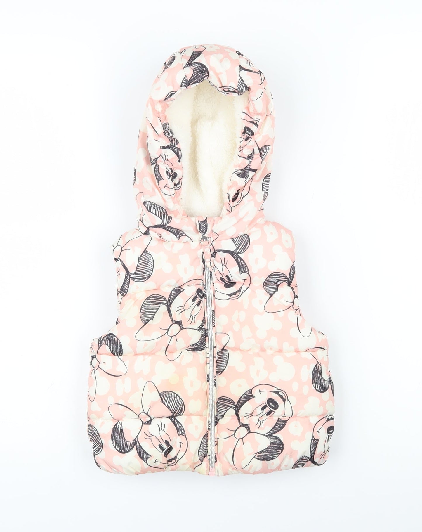 Disney Girls Pink Geometric Gilet Waistcoat Size 12-18 Months Zip - Mickey Mouse