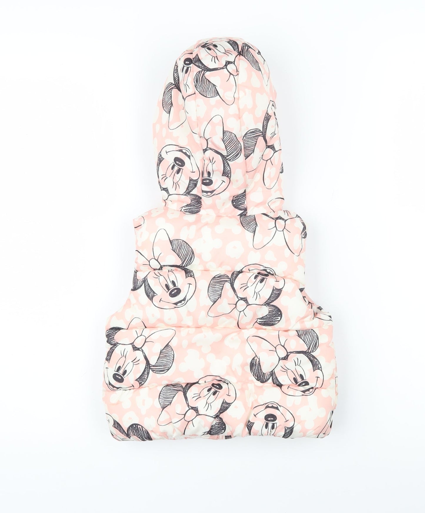 Disney Girls Pink Geometric Gilet Waistcoat Size 12-18 Months Zip - Mickey Mouse