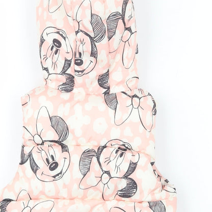 Disney Girls Pink Geometric Gilet Waistcoat Size 12-18 Months Zip - Mickey Mouse