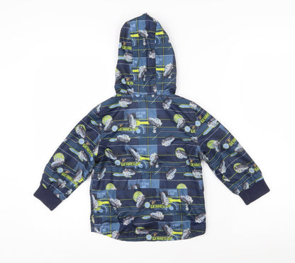 Back view of Disney boys’ multicoloured geometric jacket, size 2-3, years zip