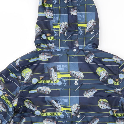 Brand and care label for Disney boys’ multicoloured geometric jacket, size 2-3, years zip
