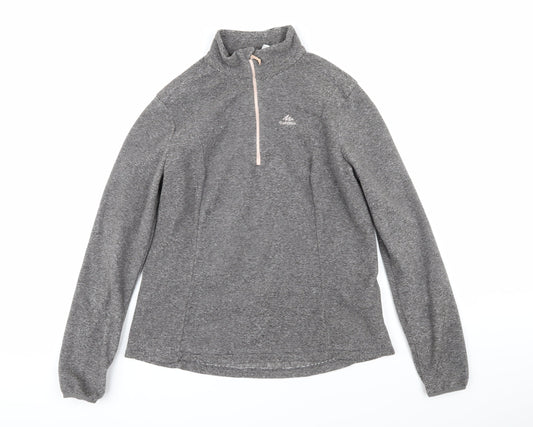 DECATHLON Womens Grey 100% Polyester Pullover Sweatshirt Size 12 Zip