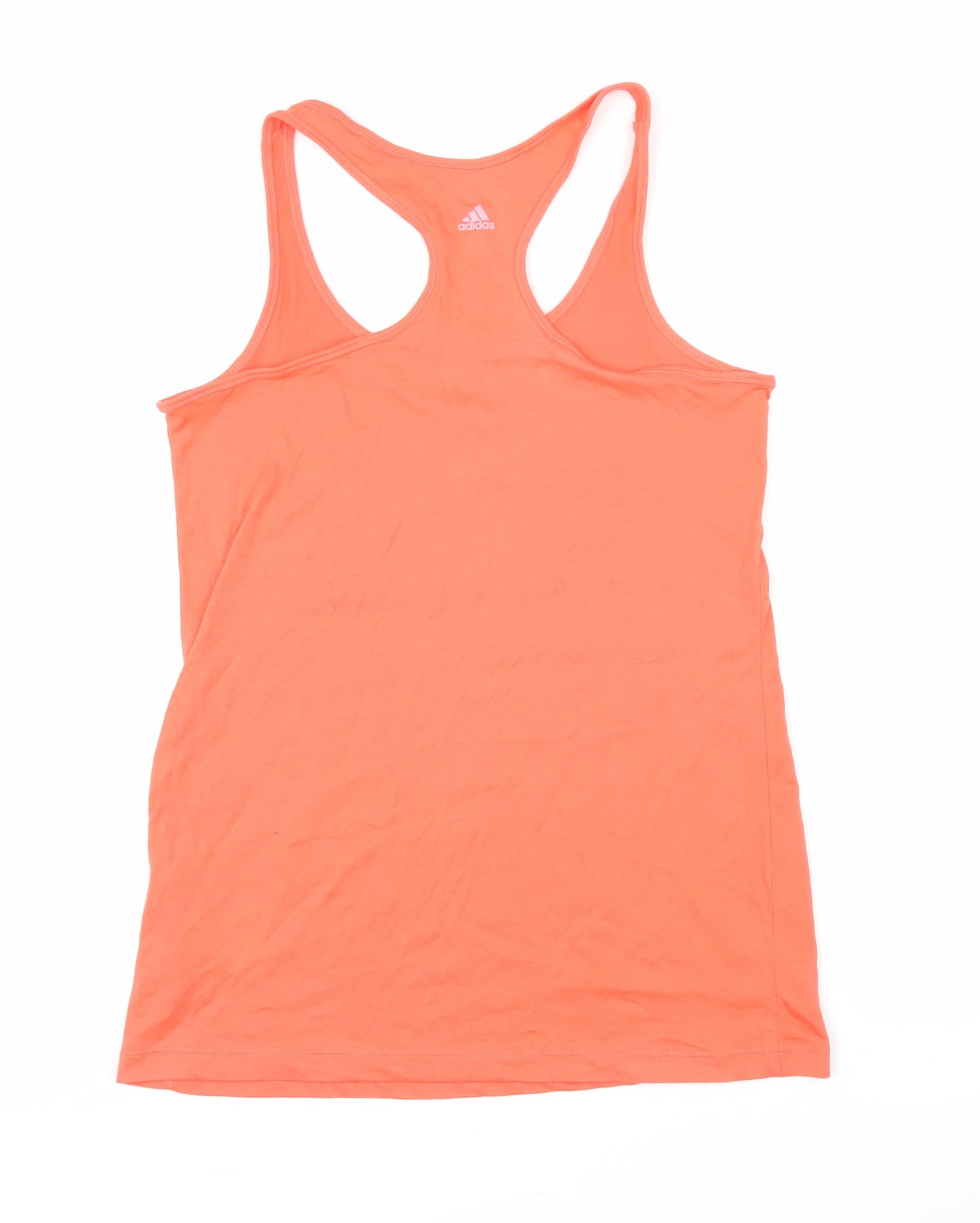 Addidas Womens Orange Cotton Basic T-Shirt Size S Scoop Neck - Addidas logo