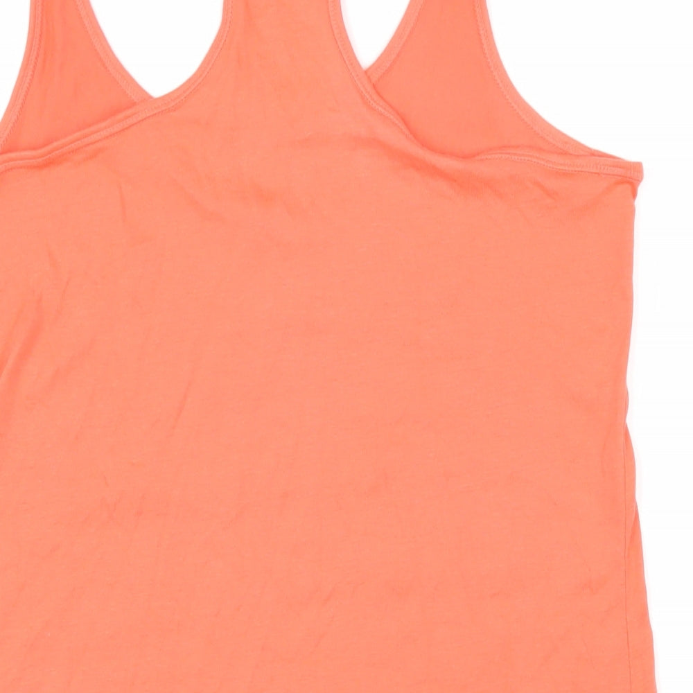 Addidas Womens Orange Cotton Basic T-Shirt Size S Scoop Neck - Addidas logo