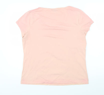 Lands' End Womens Pink Cotton Basic T-Shirt Size M Scoop Neck