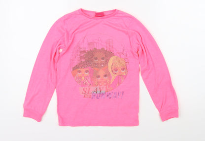 OMG Girls Pink Polycotton Basic T-Shirt Size 7-8 Years Round Neck Pullover - Slay the runway! LOL