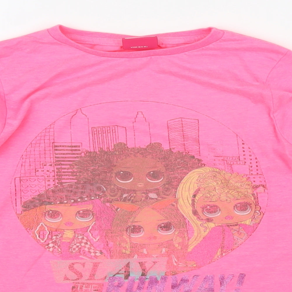 OMG Girls Pink Polycotton Basic T-Shirt Size 7-8 Years Round Neck Pullover - Slay the runway! LOL