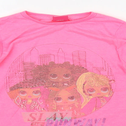 OMG Girls Pink Polycotton Basic T-Shirt Size 7-8 Years Round Neck Pullover - Slay the runway! LOL