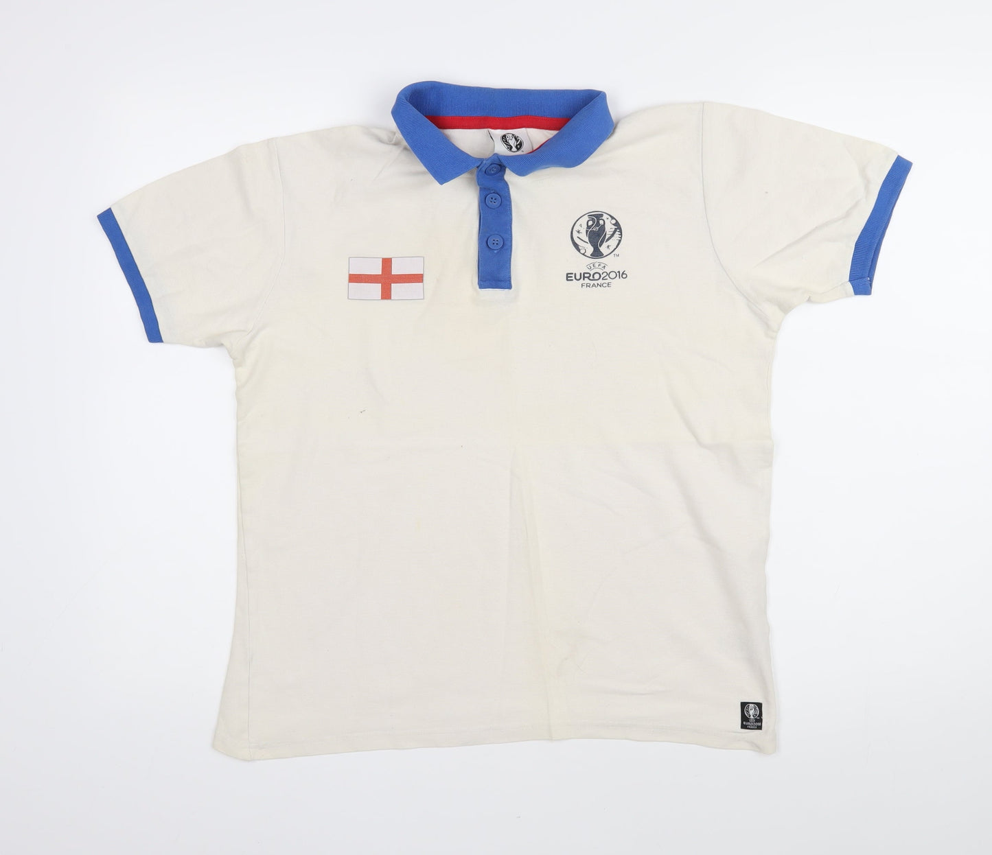 Euro 2016 Mens Ivory Cotton Polo Size S Collared Button - Euro France 2016