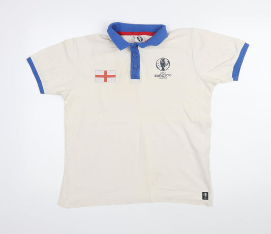 Euro 2016 Mens Ivory Cotton Polo Size S Collared Button - Euro France 2016