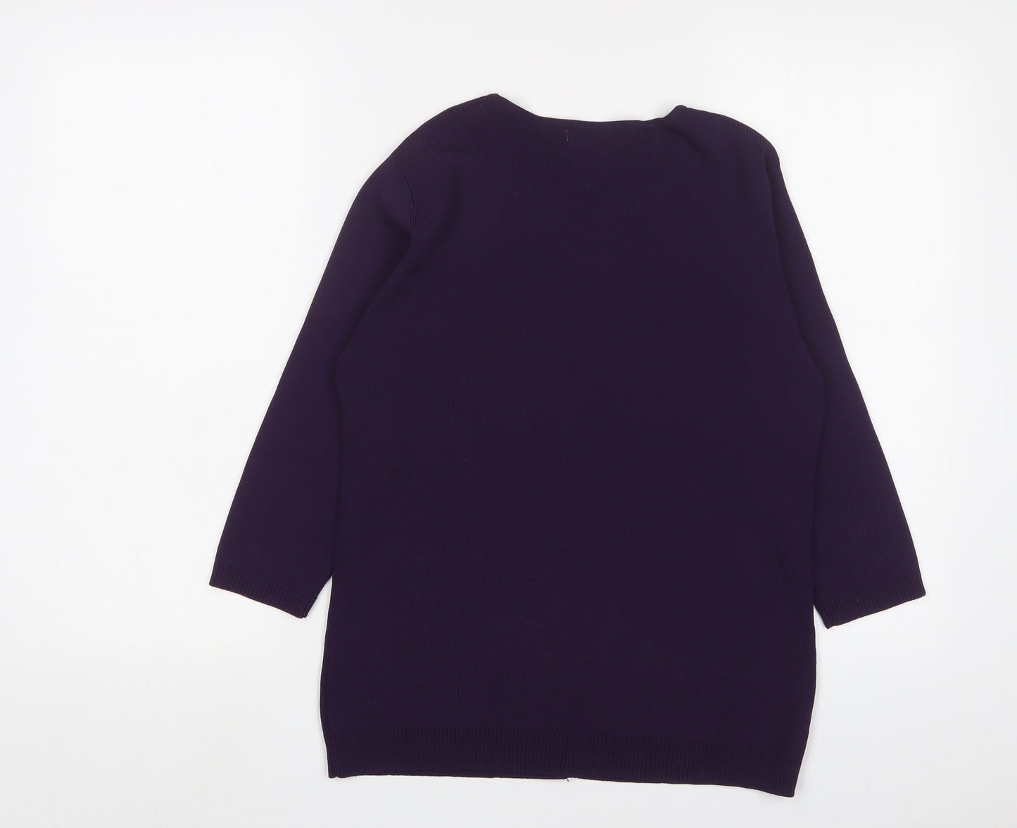 Style Collection Womens Purple Crew Neck Viscose Cardigan Jumper Size M - Beaded