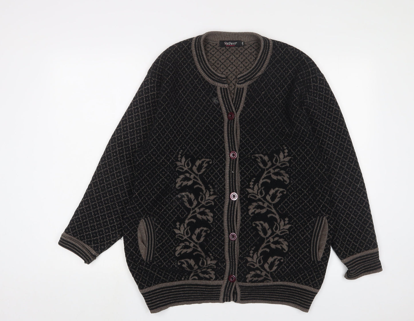 Womens UK Size L Reflect Black Cardigan Jumper