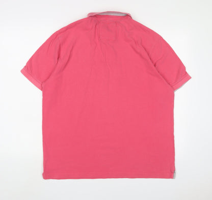 Howick Tailored Mens Pink Cotton Polo Size XL Collared Button - Logo, Embroidered