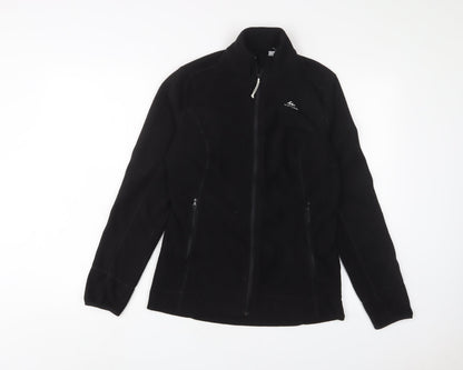 DECATHLON Womens Black Jacket Size S Zip - Logo, Embroidered