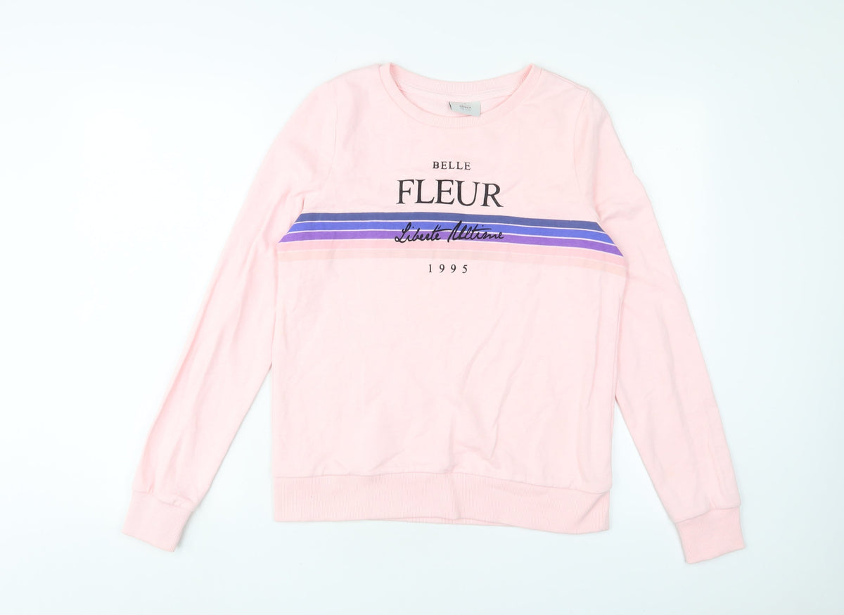 Additional front view of Only women’s pink cotton pullover sweatshirt, size S, pullover - belle fleur
