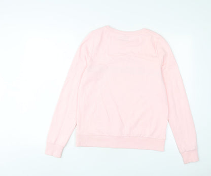 Back view of Only women’s pink cotton pullover sweatshirt, size S, pullover - belle fleur
