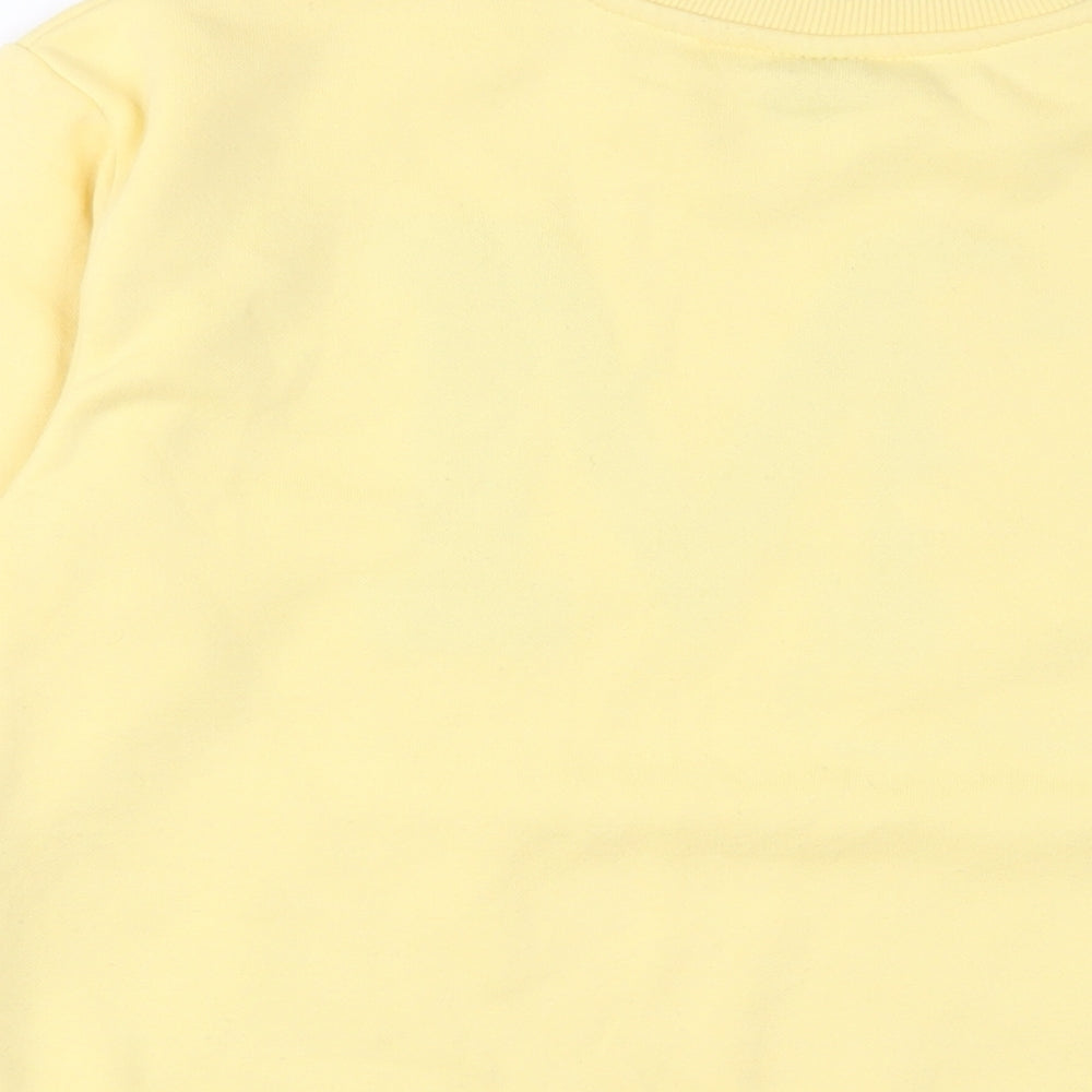 Mickey Mouse Girls Yellow Cotton Pullover Sweatshirt Size 10-11 Years Pullover - Embroidered