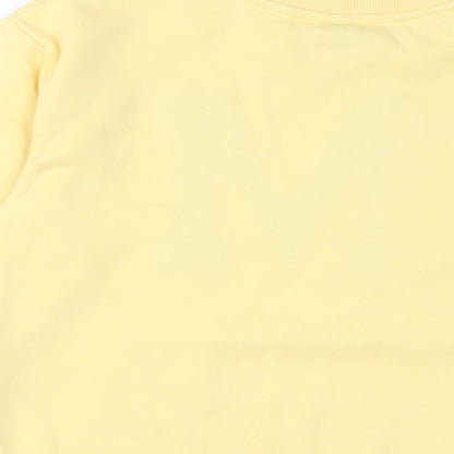 Mickey Mouse Girls Yellow Cotton Pullover Sweatshirt Size 10-11 Years Pullover - Embroidered