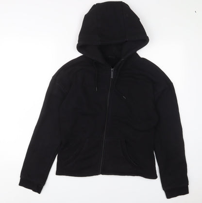 USA Pro Womens Black Cotton Full Zip Hoodie Size 16 Zip - Logo, Embroidered