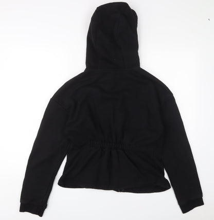 USA Pro Womens Black Cotton Full Zip Hoodie Size 16 Zip - Logo, Embroidered