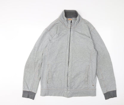 Boss Orange Mens Grey Cotton Full Zip Sweatshirt Size XL - Logo