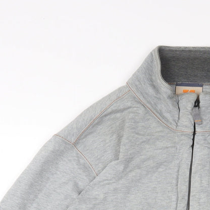 Boss Orange Mens Grey Cotton Full Zip Sweatshirt Size XL - Logo
