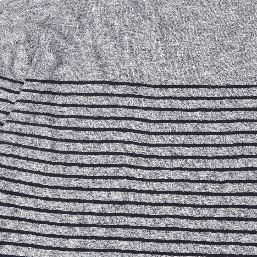 NEXT Mens Grey Crew Neck Striped Cotton Pullover Jumper Size XL Long Sleeve
