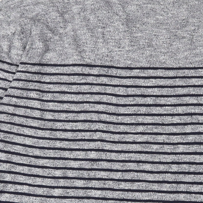 NEXT Mens Grey Crew Neck Striped Cotton Pullover Jumper Size XL Long Sleeve