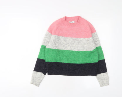 Only Womens Multicoloured Round Neck Striped Polyester Pullover Jumper Size XS