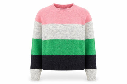 Only Womens Multicoloured Round Neck Striped Polyester Pullover Jumper Size XS