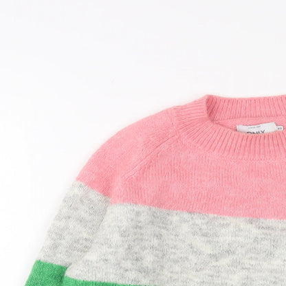 Only Womens Multicoloured Round Neck Striped Polyester Pullover Jumper Size XS