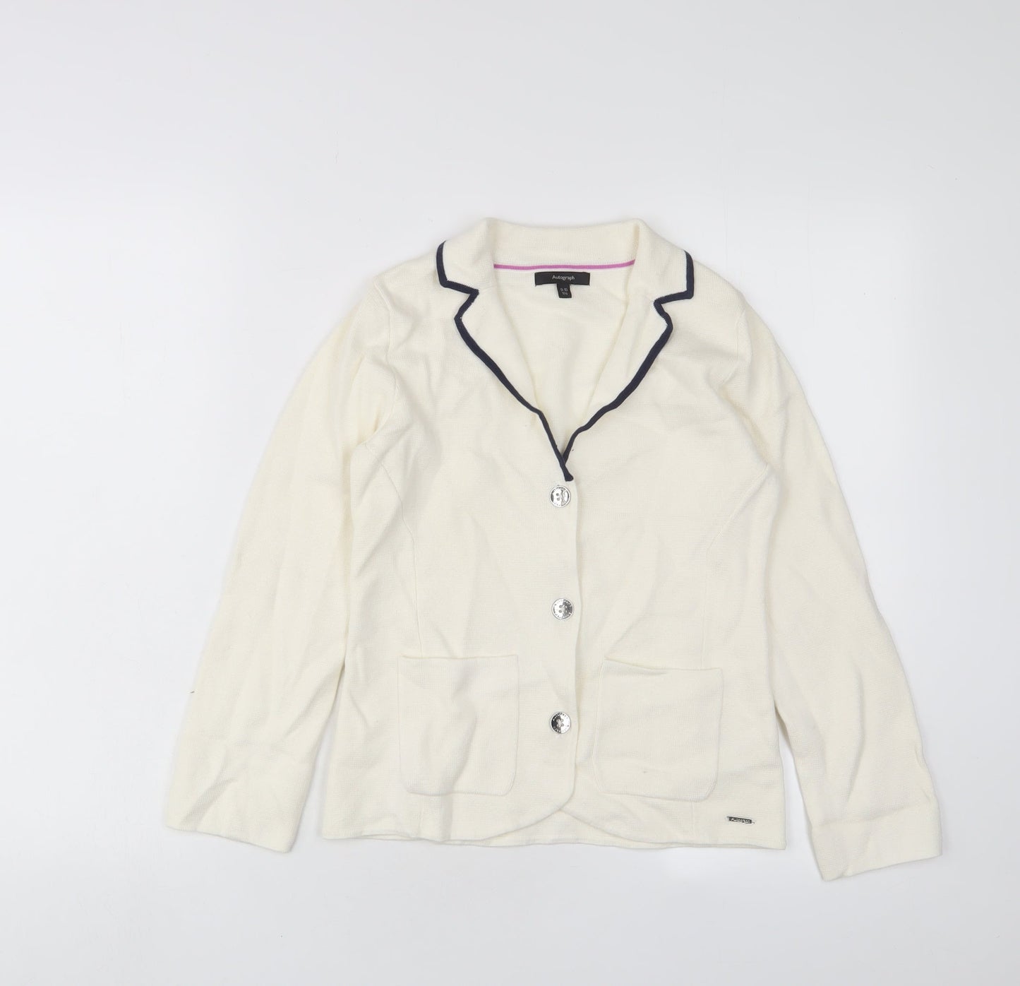 Autograph Girls Beige V-Neck Cotton Cardigan Jumper Size 9-10 Years Button