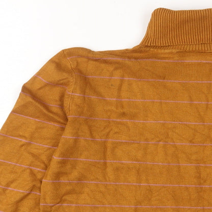 Saint Tropez Clothing Womens Brown Roll Neck Striped Viscose Pullover Jumper Size L
