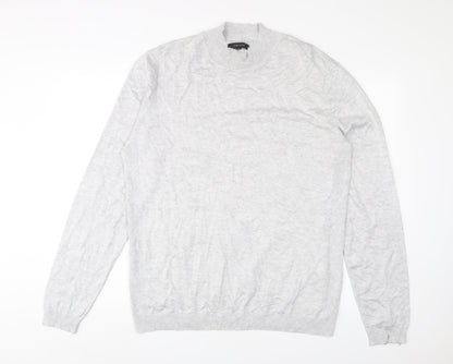 River Island Mens Grey Round Neck Viscose Pullover Jumper Size XL Long Sleeve