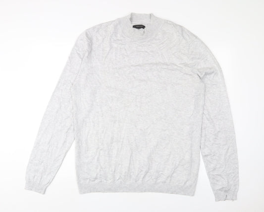 River Island Mens Grey Round Neck Viscose Pullover Jumper Size XL Long Sleeve