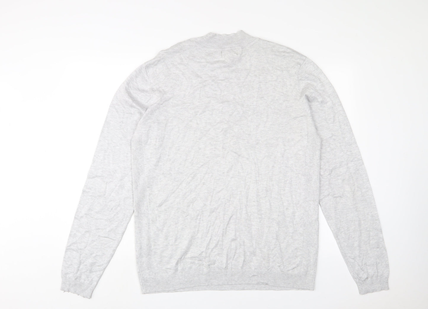 River Island Mens Grey Round Neck Viscose Pullover Jumper Size XL Long Sleeve