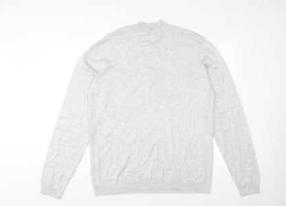 River Island Mens Grey Round Neck Viscose Pullover Jumper Size XL Long Sleeve